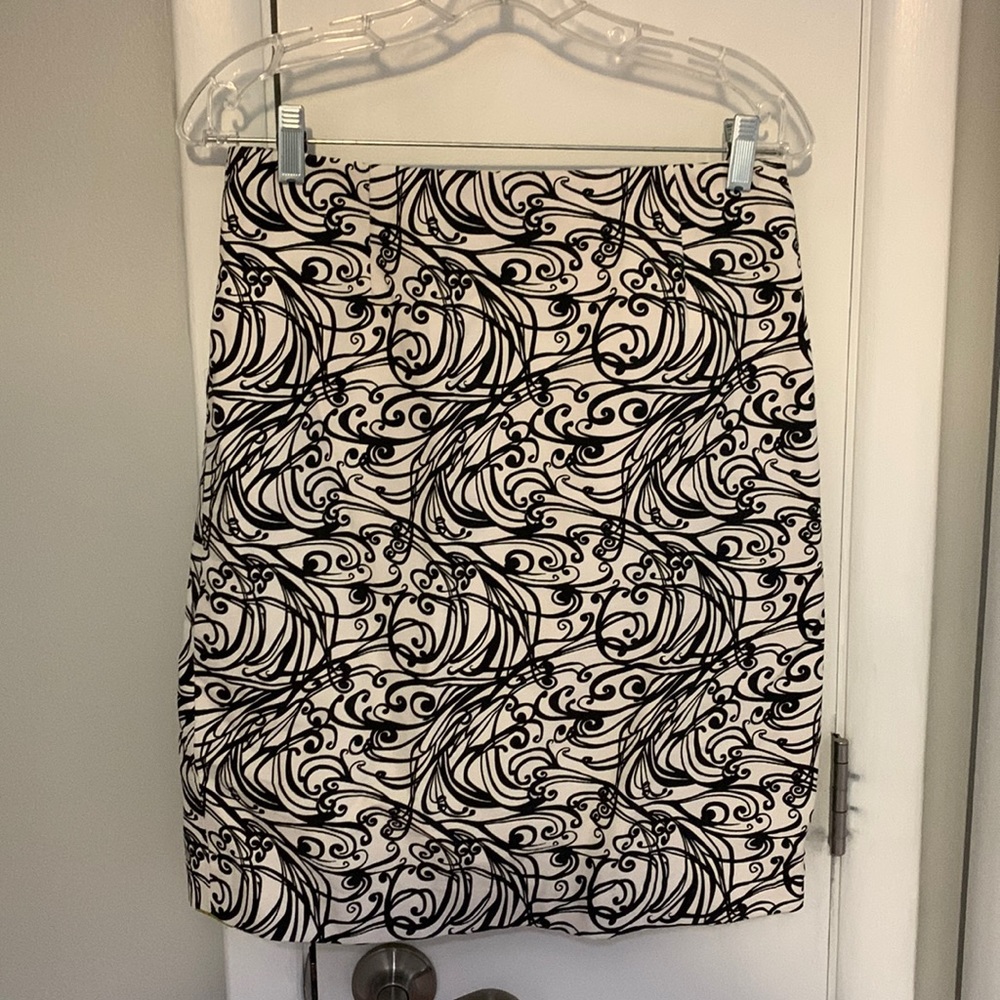 SC by Sara Campbell Print Pencil Skirt Black White Womens Small